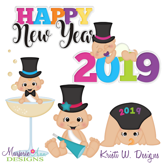 2019 New Year Babies SVG Cutting Files + Clipart - Click Image to Close